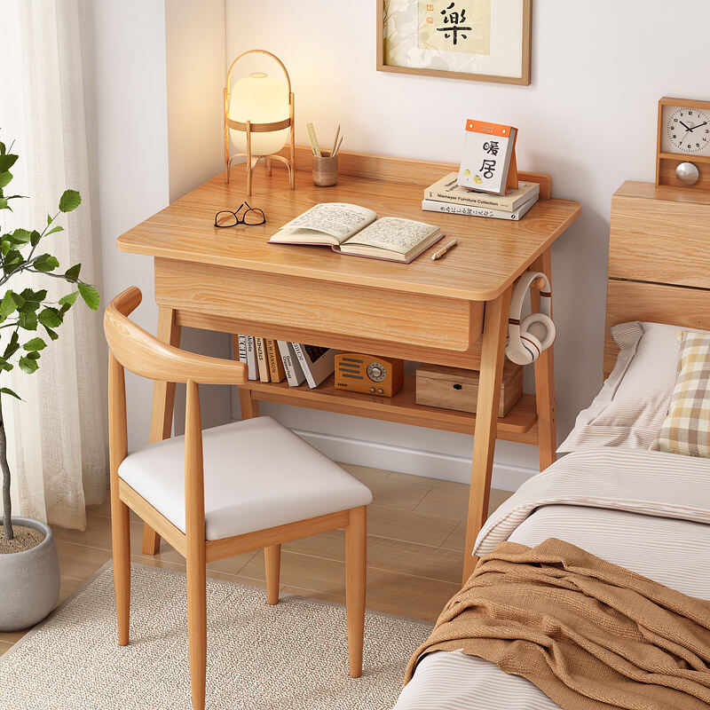 Small Desk Solid Wood Legs Small Apartment Home Student Bedroom Simple Bedside 60cm Narrow Japanese Learning Writing Table
