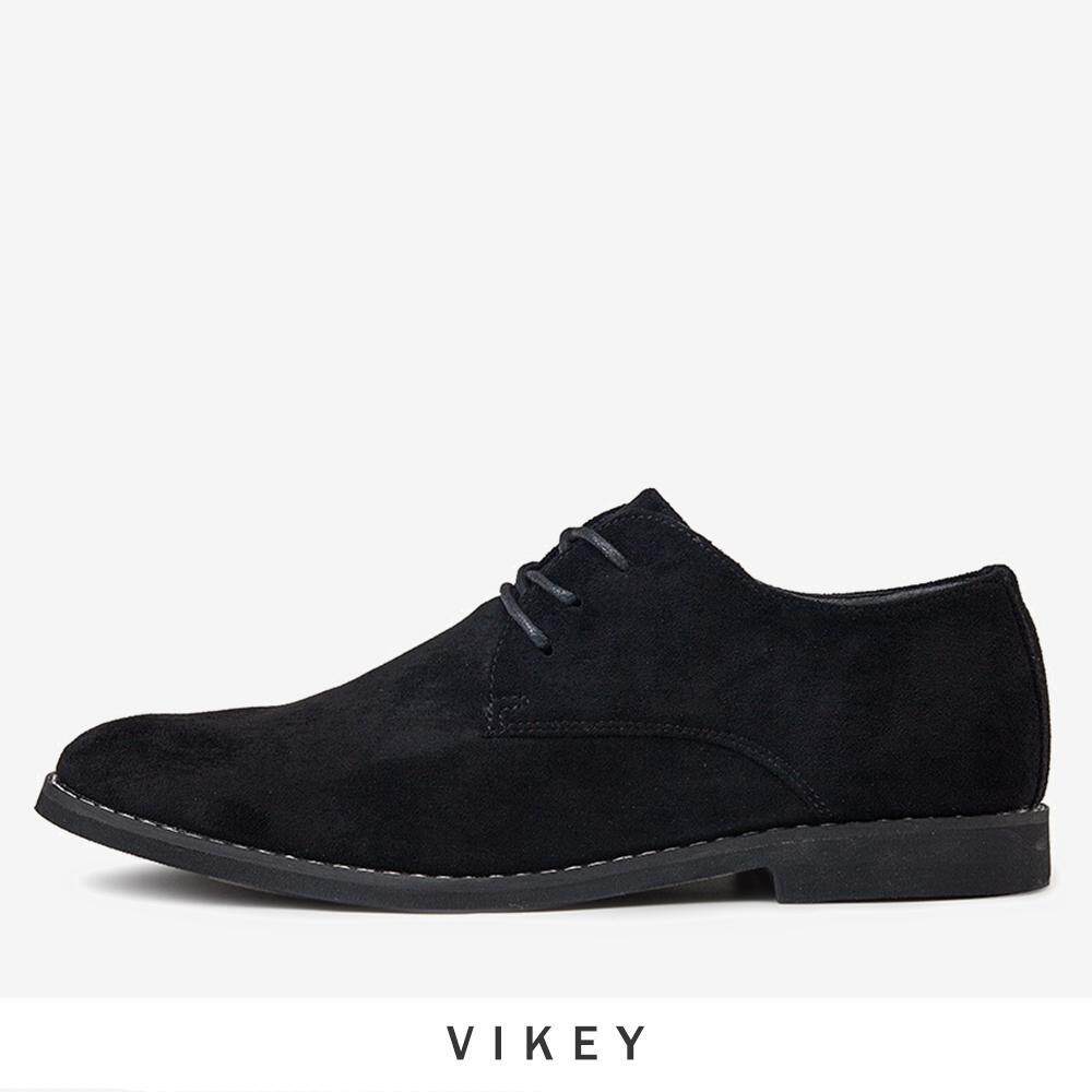 Vikey Plus Size Men Leather Shoes Suede Work Shoe Safety British Style Oxford Fashion Footwear (Black,Khaki,Browm)